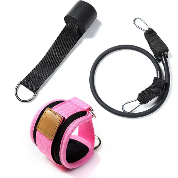 

High Quality Double D-Ring Adjustable Neoprene Ankle Strap for Cable Machines, Pink, black