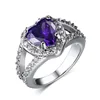 Luxury fashion jewelry heart-shaped purple diamond ring