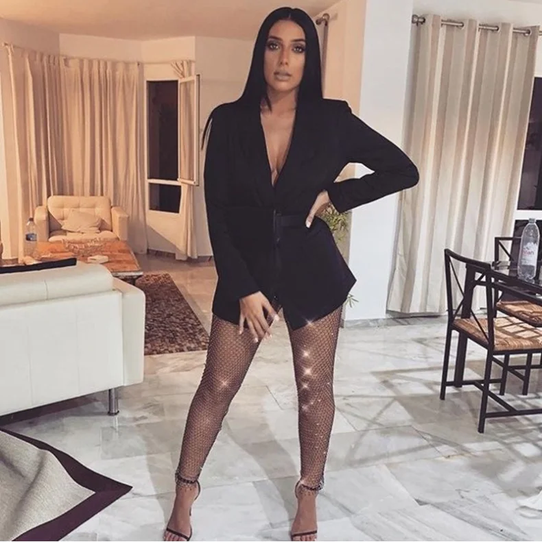 

Diamonds plaid trousers women shiny night club high waist fashion girls'pants, 2 colors