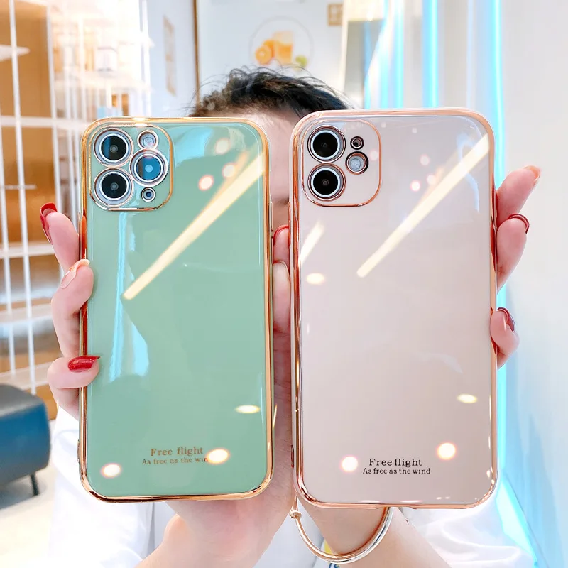 

Hot Ins 6D Electroplating Silicone Phone Case For iPhone 12 11 Pro Max XR XS Max X 8 7 6 Plus Mini Camera Protection Phone Cover