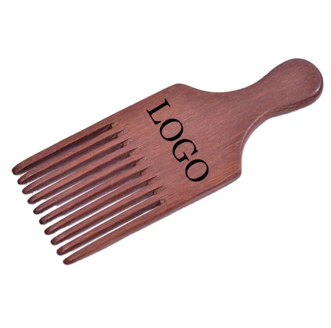 

Wholesale Professional Custom Logo Bamboo Wide Tooth Afro Pick Hair Grooming Wooden Comb For Men, Customised