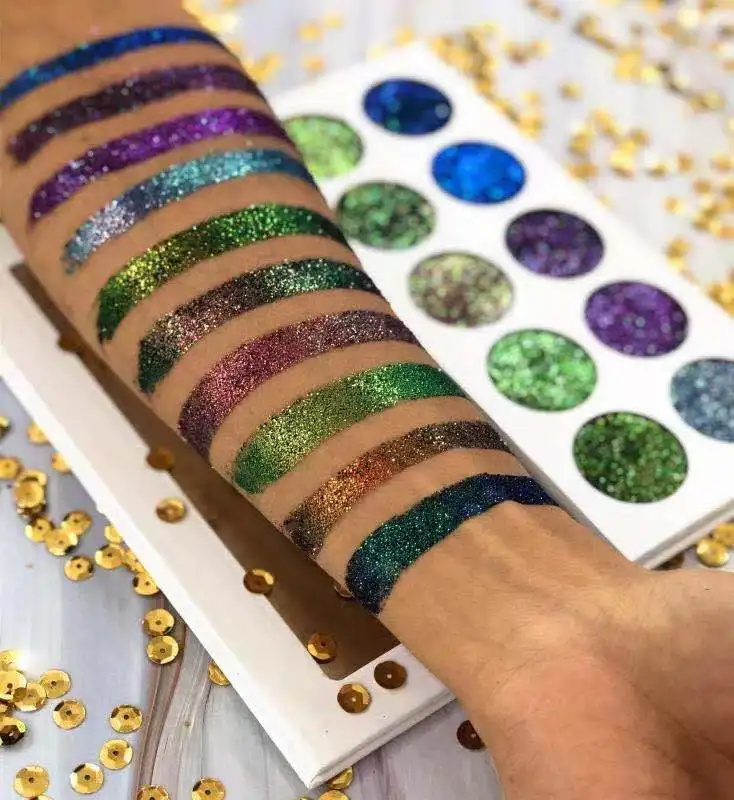 

12 Colors Chameleon Glitter Eyeshadow Shimmer Pigment Eye Shadow Pressed Metallic Diamond Shining multi chrome eyeshadow