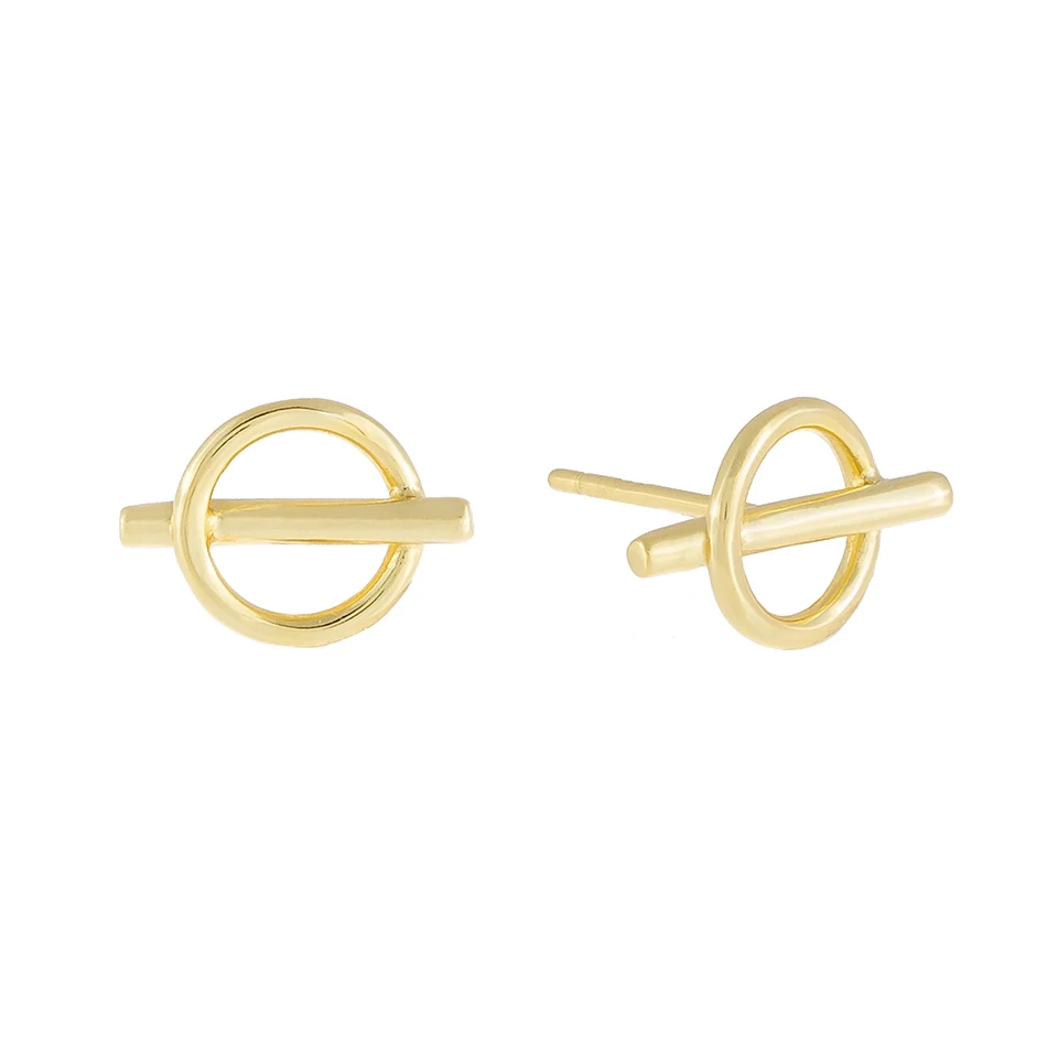 

women earrings jewelry 18k gold plated fashion simple jewelry earrings 925 sterling silver circle toggle stud earrings