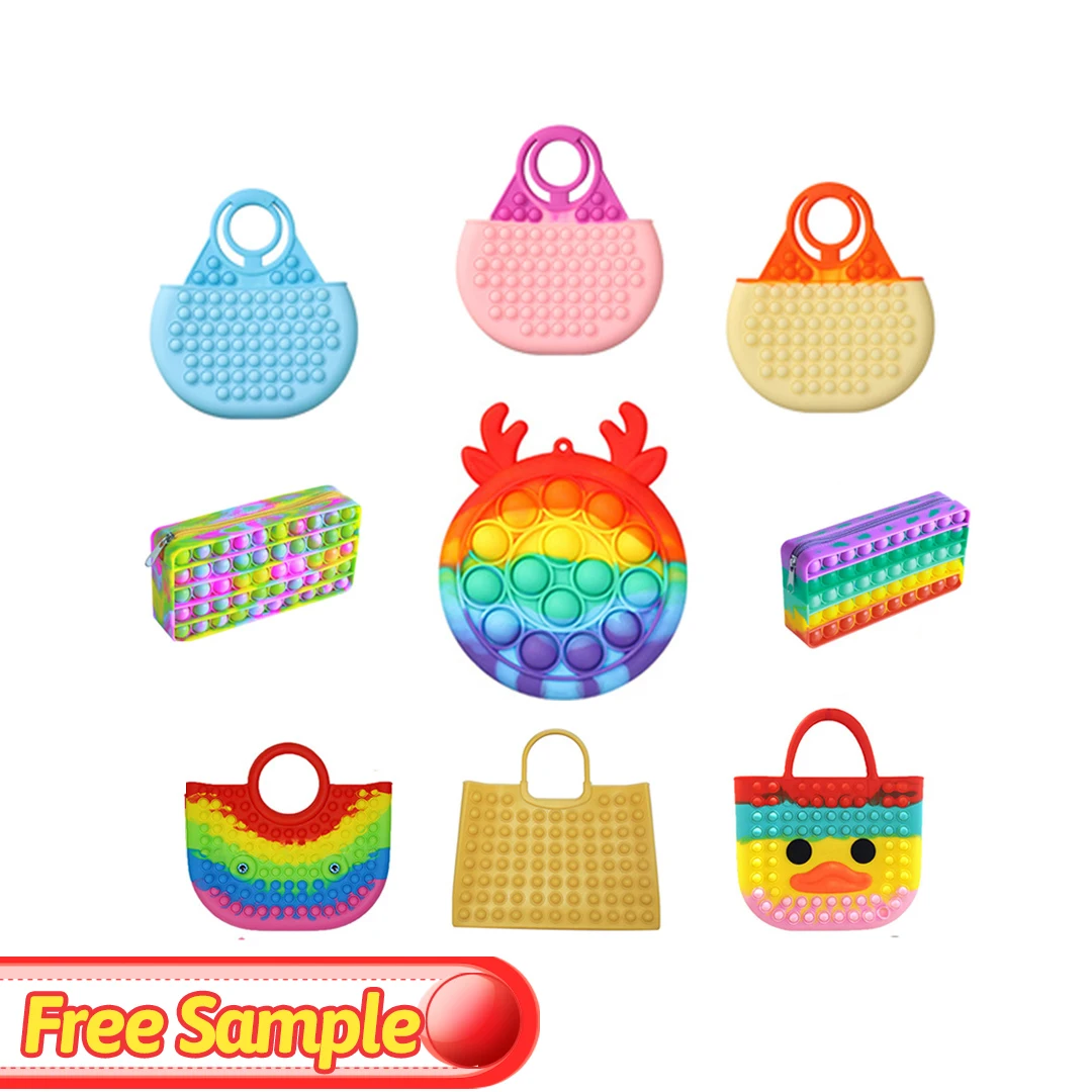 

2021 Hot Sale Crossbody Silicone Push Bubble Pencial Case Mini Kids Purse Luxury Pop Bubble Bag Tote Handbag for Women Wholesale, Customizable