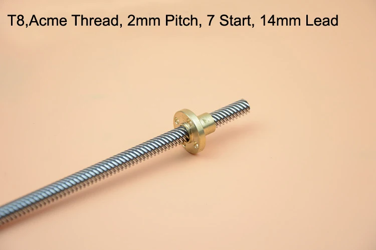 3D Printer 8mm T8 Trapezoidal Screw Rod and nut Lead 1-14 mm L:100-600mm cut 