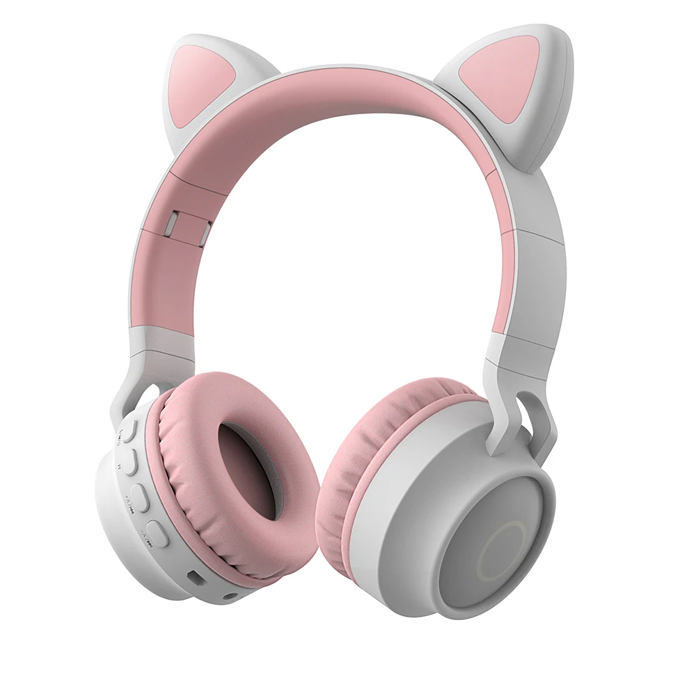 

Cute Cat Ears Headset Led Light Noise Canceling Microphone Gaming Wireless Headphone