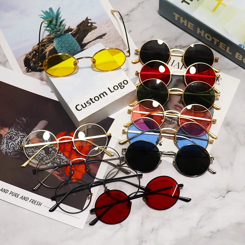 

2021 Super Fashion Round Authentic Sunglasses Men River Women Steam Punk Metal Shades Hot Design Unisex Eyewear Sun Glasses, 13 colors