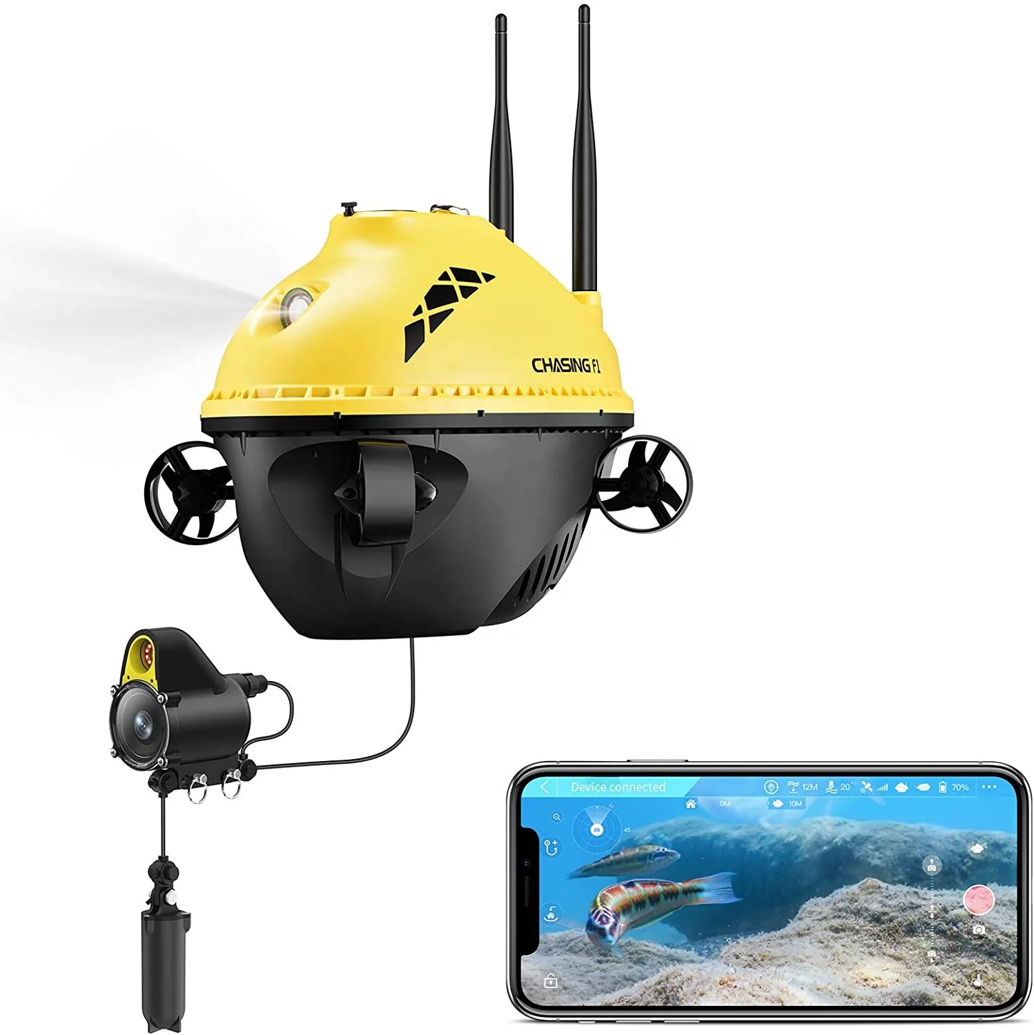 

Chasing F1 Underwater Portable Drone with 1080P Full HD Camera Temperature Detection Real-time Display Ice Fishing ROV