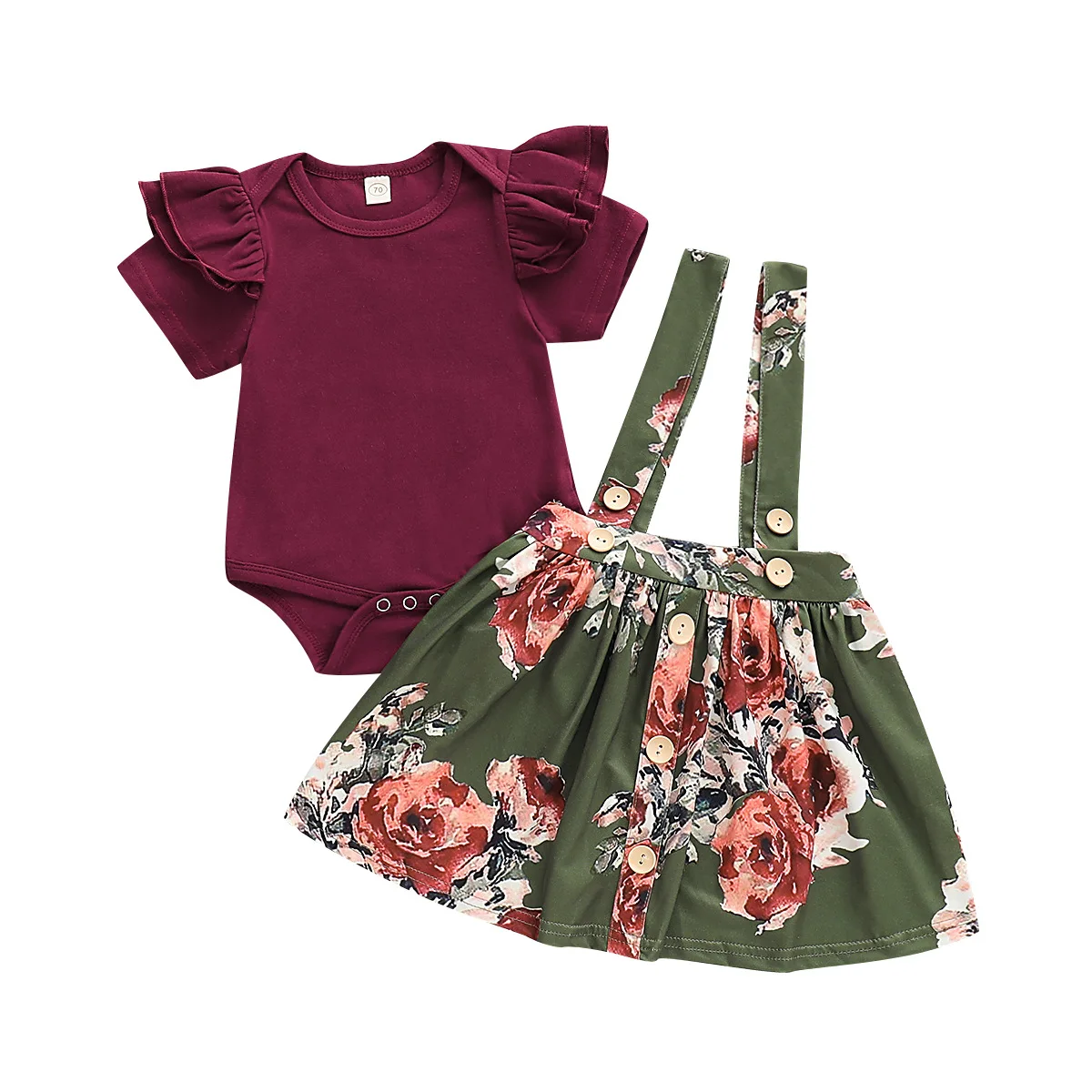 

CDM 190405 kids clothes girl dress cute flower cotton T-shirt strap skirt suit girls cotton summer dresses baby clothing sets