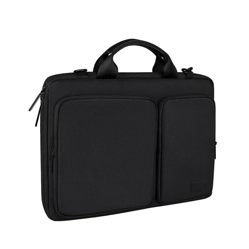

Laptop Shoulder Bag Polyester Carrying Briefcase Sleeve with Trolley Belt Carrying Business Bag, Grey, black,