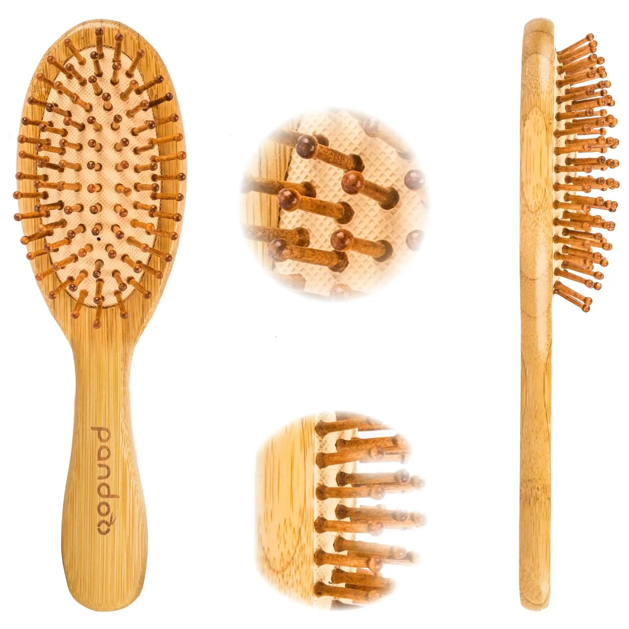 Eco Friendly Natural Wood Detangling Hair Comb Brush Scalp Massage Wooden Bristle Air Cushion