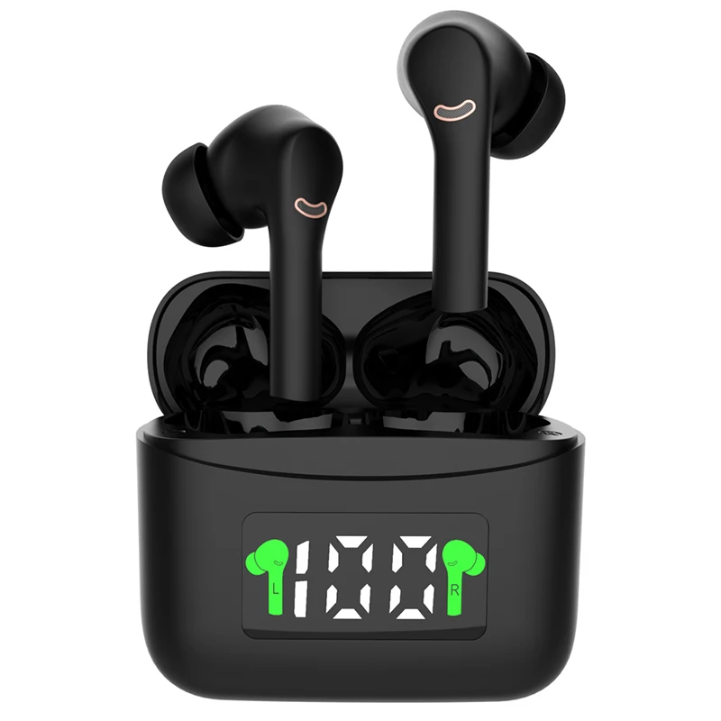 

Anc Noise Canceling Hand Free Touch Control Type C Tws Stereo Bt 5.0 True Wireless Headset Earbuds Headphone Earphone, Black white