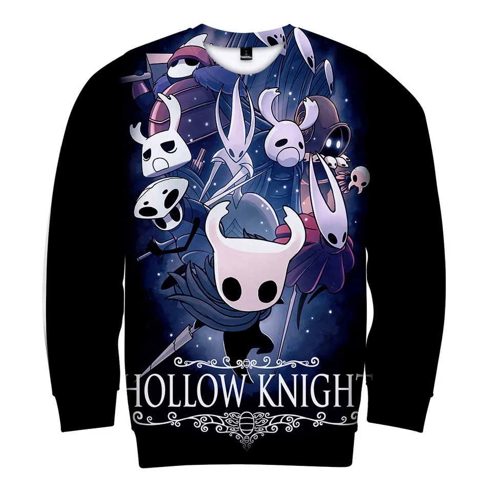 

2021 New style 3d hollow knight hoodie top sale stock all over 3d printed polyester hollow knight hoodie pull over sweatshirt, Csutomized