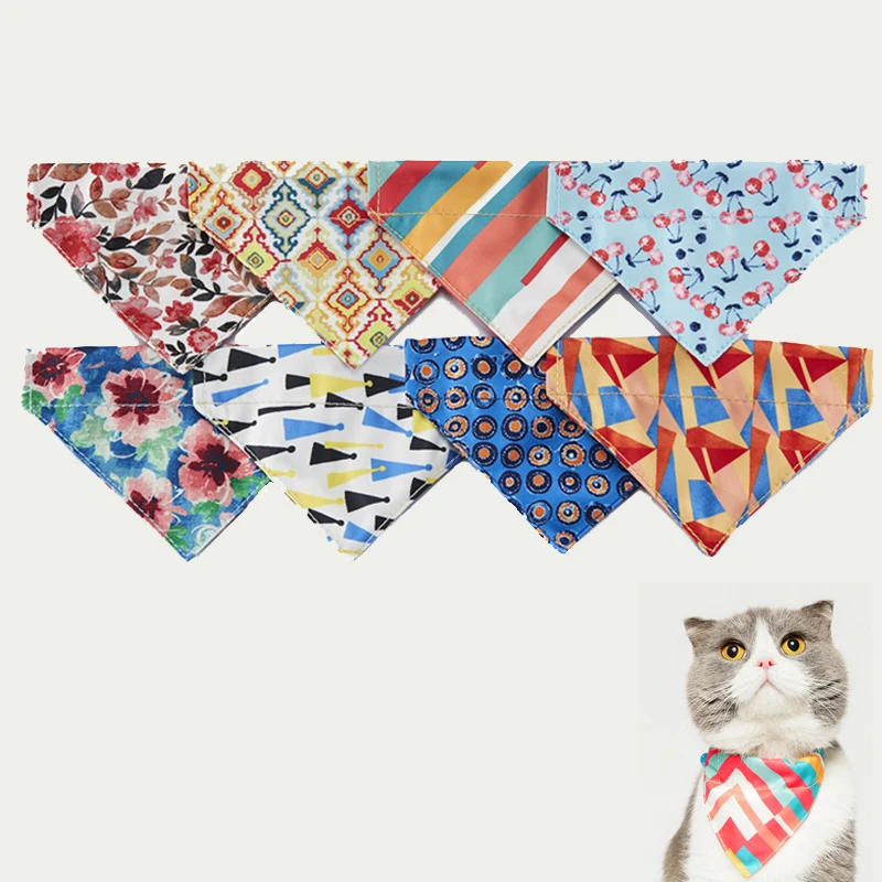 

UFBemo Wholesale Cotton Halloween Pet Birthday Custom Print Adjustable Pet Bandana Cat Scarf