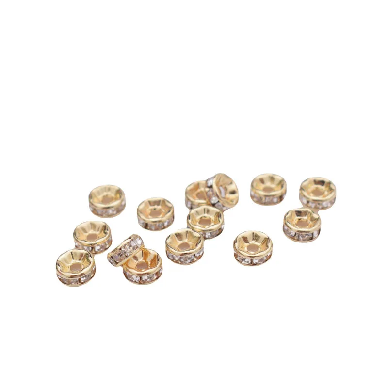 

DIY Zircon spacer colorfast 14k 18k gold loose bead bracelet ornament gasket Round bead hand string Wheel spacer accessories