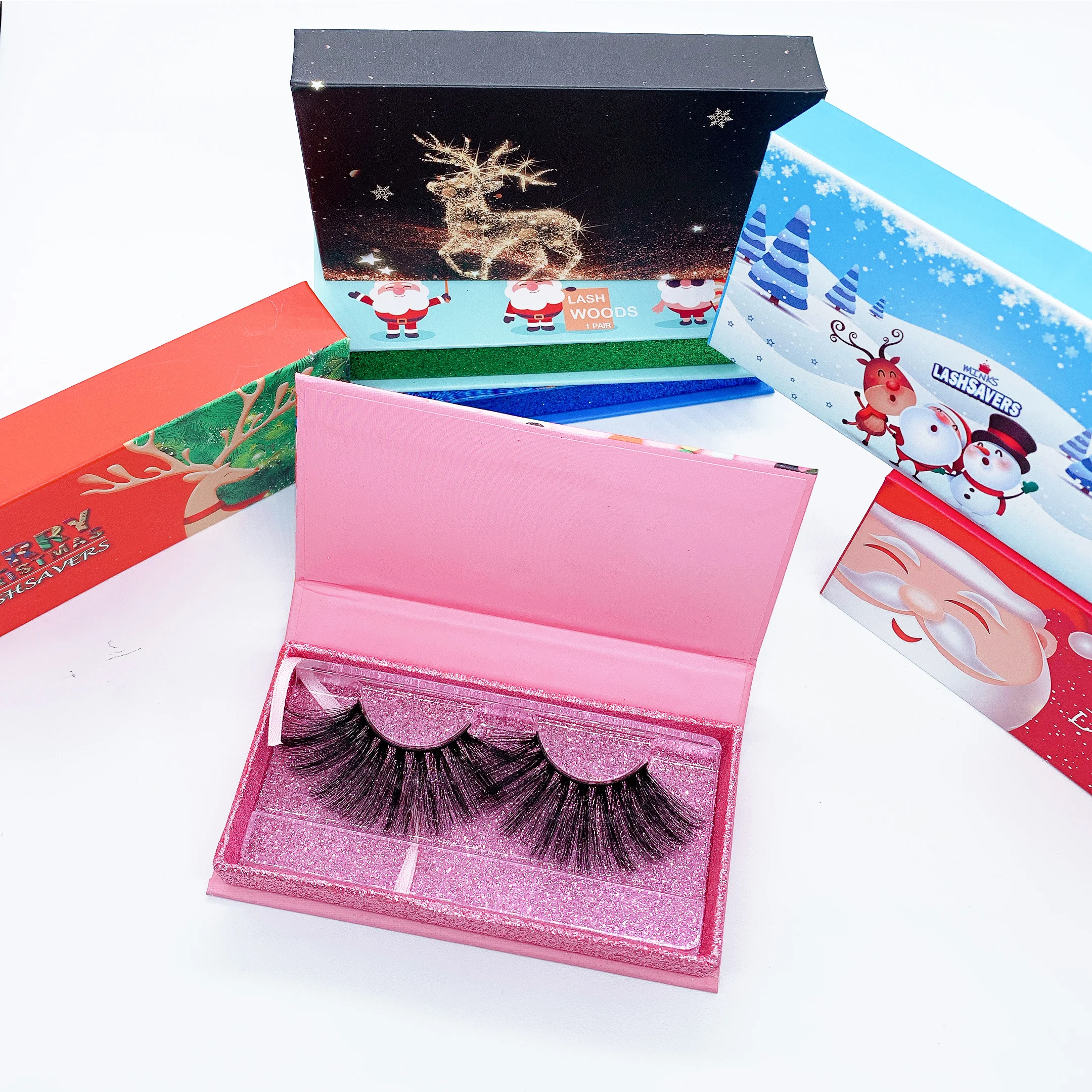

Wholesale Luxury grade 25mm lashes mink eyelashe with customized boxes, Black color