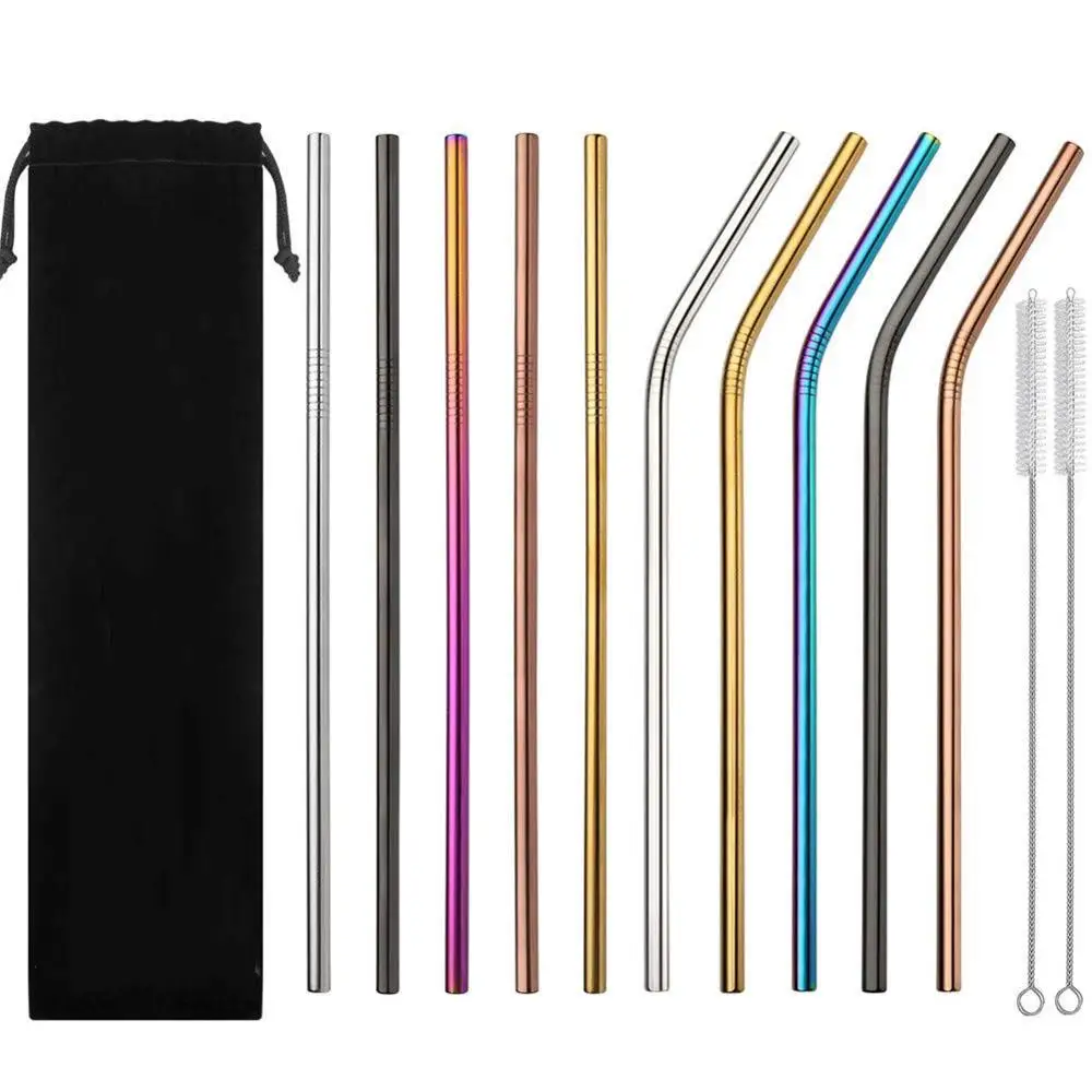 

Amazon Top Seller 2022 Reusable Metal Drinking Stainless Steel Straws With Customized Color Logo Packing, Silver/gold/rose gold/rainbow/black/blue/purple