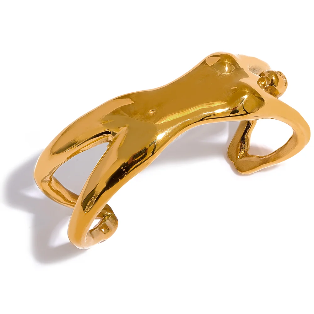 

JINYOU 1418 63mm Stainless Steel Figure Body Cuff 316L Bracelet Bangle Heavy Metal Waterproof 18K Gold Color Jewelry Men Women