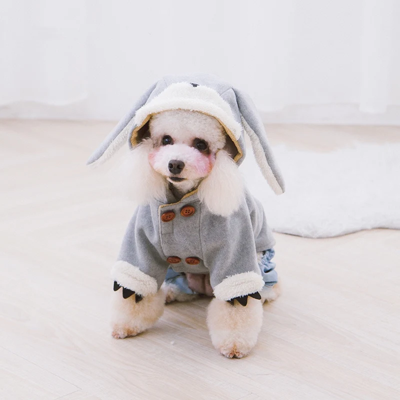 

funny rabbit design fleece dog jacket