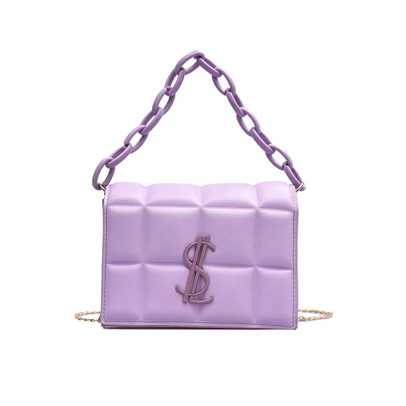 

Lingge Chain Ladies Small Bag 2021 Popular New Trendy Fashion One-shoulder Messenger Net Red Portable Small Square Bag, White,black,blue,purple