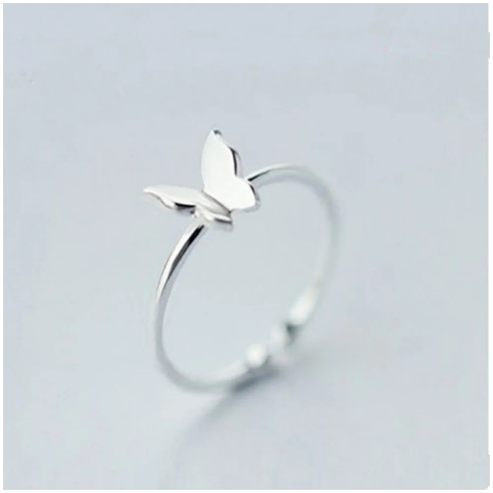 

2022 Jewelry Simple 925 Sterling Silver Plated Butterfly Ring For Women Girls