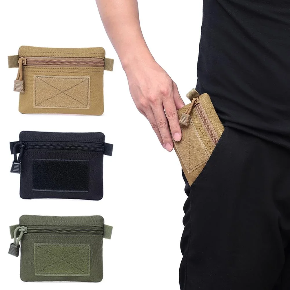 

High quality men's outdoor sports bag wallet portable nylon zipper tactical wallet, Black, army green, mud