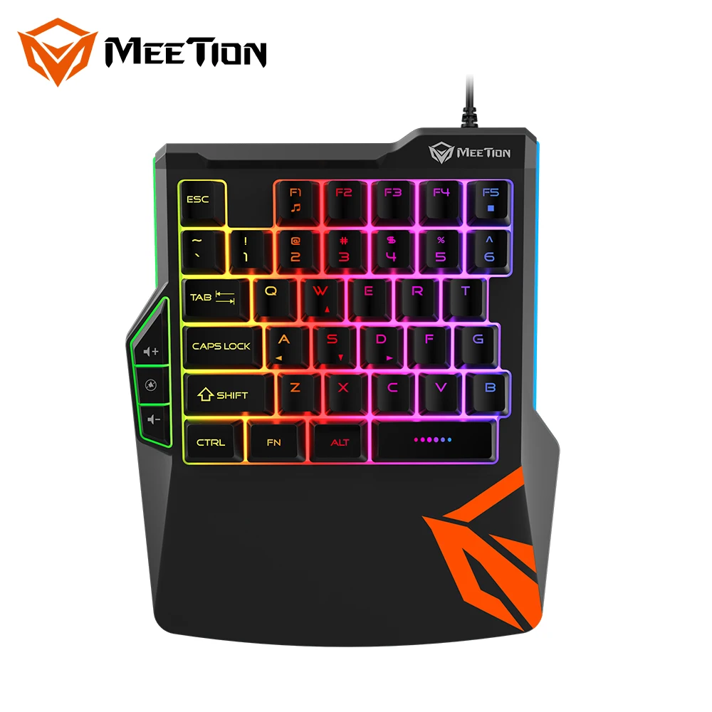 

MeeTion KB015 35 Keys Ergonomic Multicolor Backlit Usb Wired Game Keypad Left One Hand Mini Gaming Keyboard