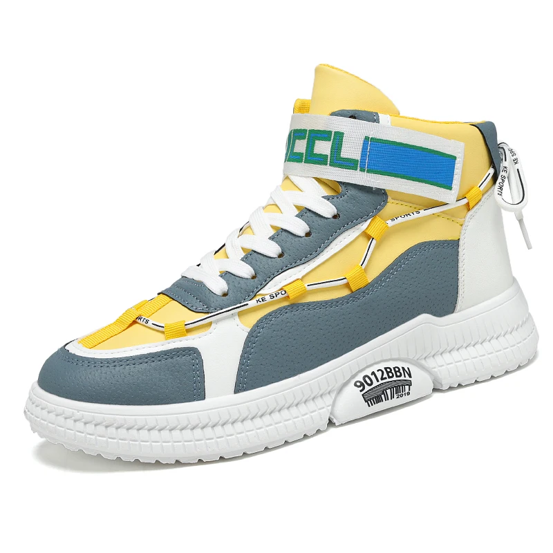 

Popular Colour Yellow Blue Classic Leather Mens Casual Shoes, Yellow blue/white gray/black gray