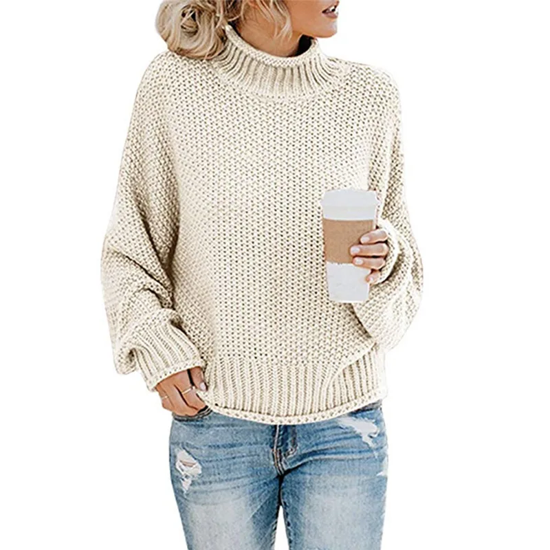 

Custom Plus size sweater knitwear jumper autumn and winter Amazon turtleneck pullover women's sweaters