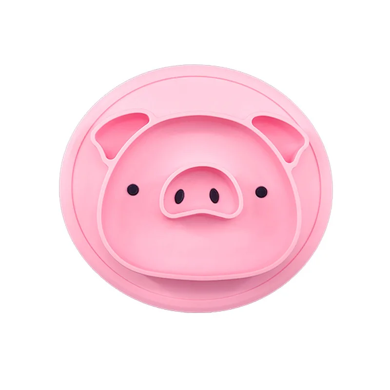 

New Arrival Pig Silicone Suction Dining Feeding Plate Baby Food Placemat For Children Kids Toddlers, Customized color