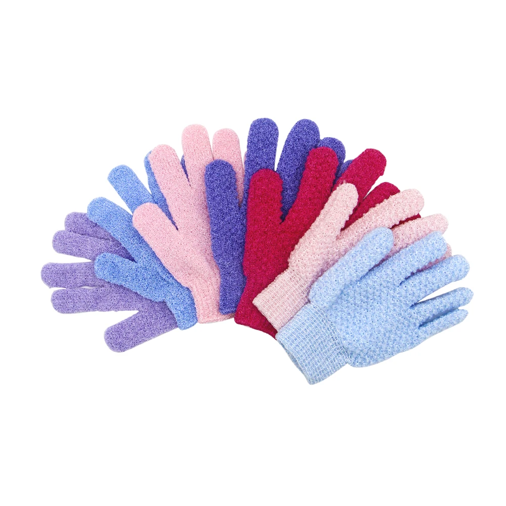 

Custom Nylon Five Fingers Mitt Massage Dead Skin Remover Body Exfoliator Gloves Body Scrubber Shower Exfoliating Bath Gloves, Purple, green, blue, pink, rose red