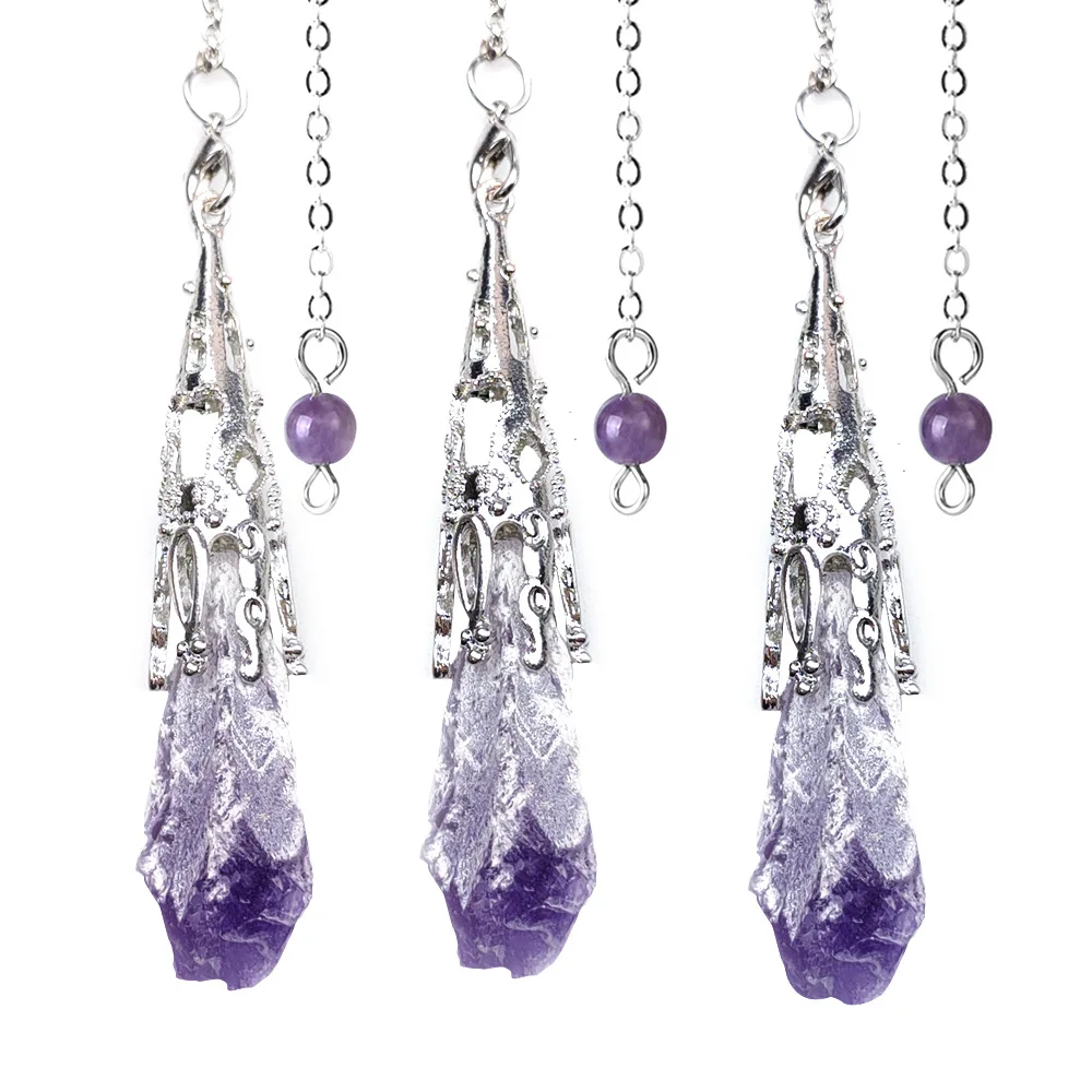 

Natural Amethyst Pendulum for Dowsing Divination Healing Meditation Irregular Amethyst Pendant Pendulum