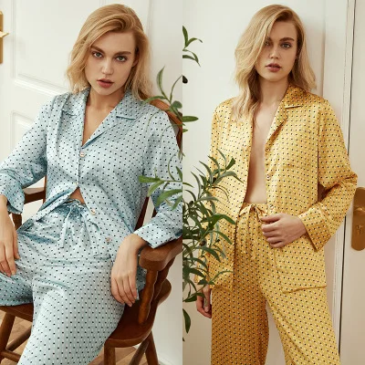 

2021 Sexy Satin Designer Lounge Wear Women Two Piece Pajamas Suits Sleepwear Women