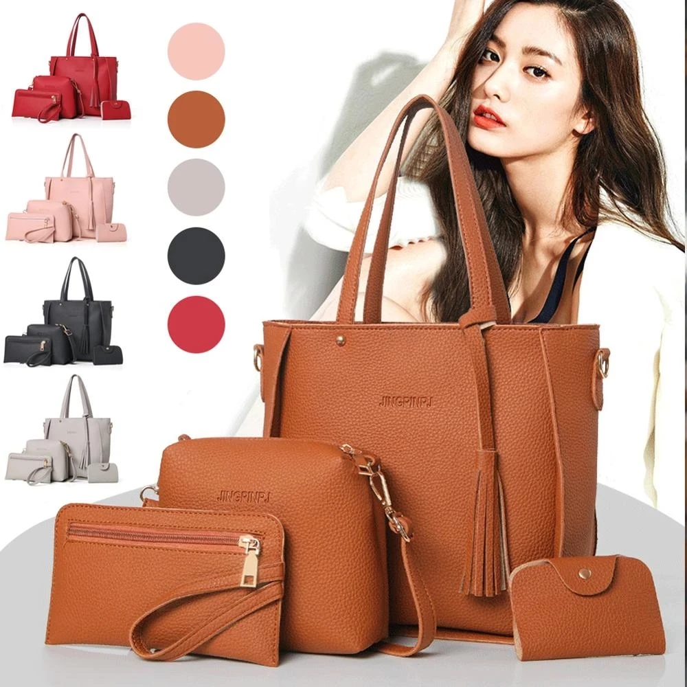 

2021 New Fashion Composite Bags 5 Colors tassel matching women handbag ladies purse set, Customizable