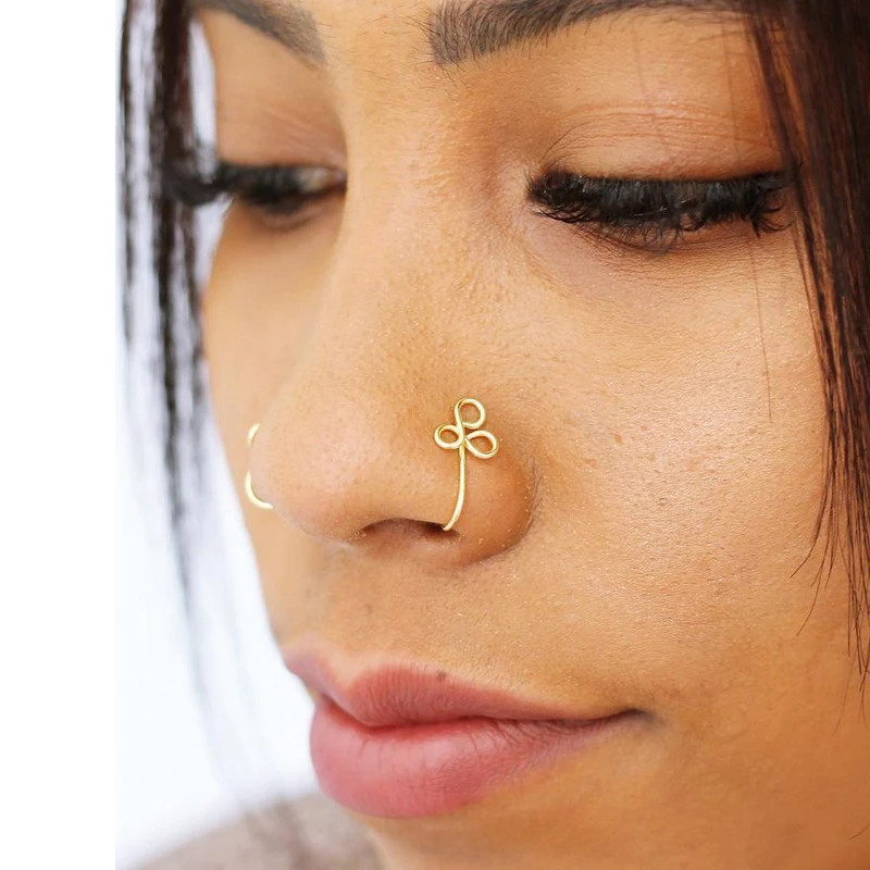 

1PCS Stainless Steel Spiral Fake Nose Ring Cuff Non Piercing Design Clip On Fake Nose Piercing Rings Ear Gold Nose Ring