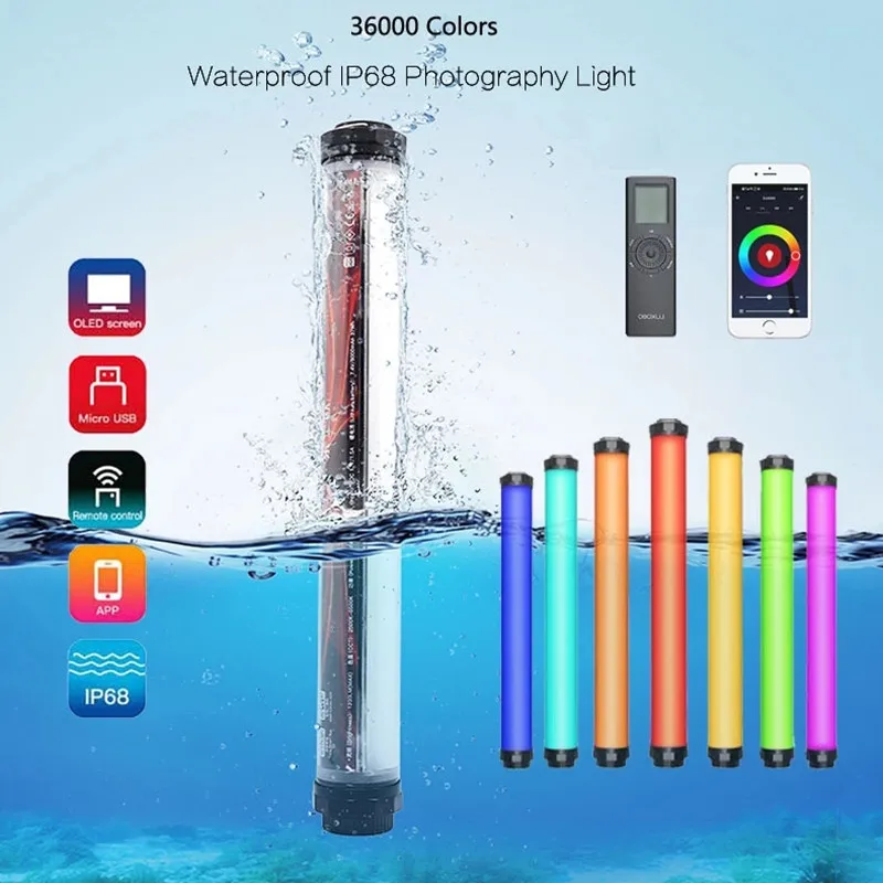 

Waterproof IP68 Handheld LED Photographic Lighting LUXCEO P8 with 2.4G Remote Control APP Control full color video light Wand