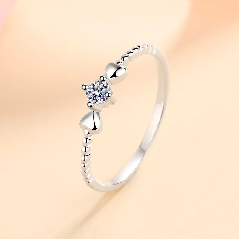 

Silver 925 Original 0.1 Carat Diamond Test Past Brilliant Cut Sparling Moissnaite Wedding Ring New Arrival Gemstone Jewelry Gift