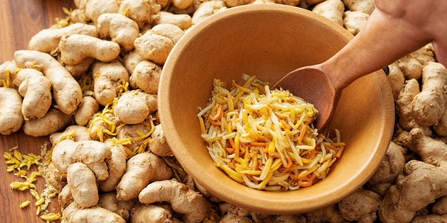Close-up of sliced Thailand ginger showing pale interior