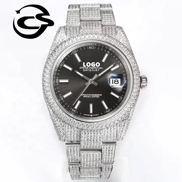 

Luxury Diver mechanical watch V3 version 904L Steel ETA 2824 Movement 126333 Ice cube Gypsophila Arab Rollexables Diamond Watch