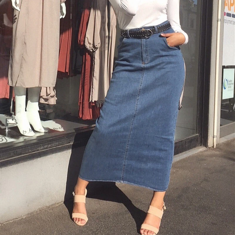 

2020 spring summer denim long skirts tight buttock dress for women