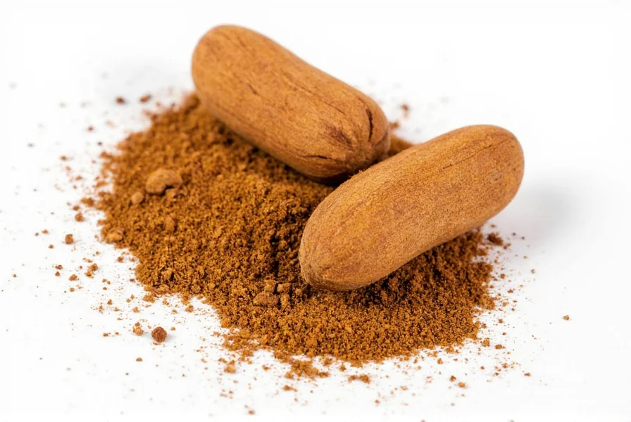Side-by-side comparison of properly stored ground nutmeg in dark glass jar versus degraded nutmeg in clear container exposed to light