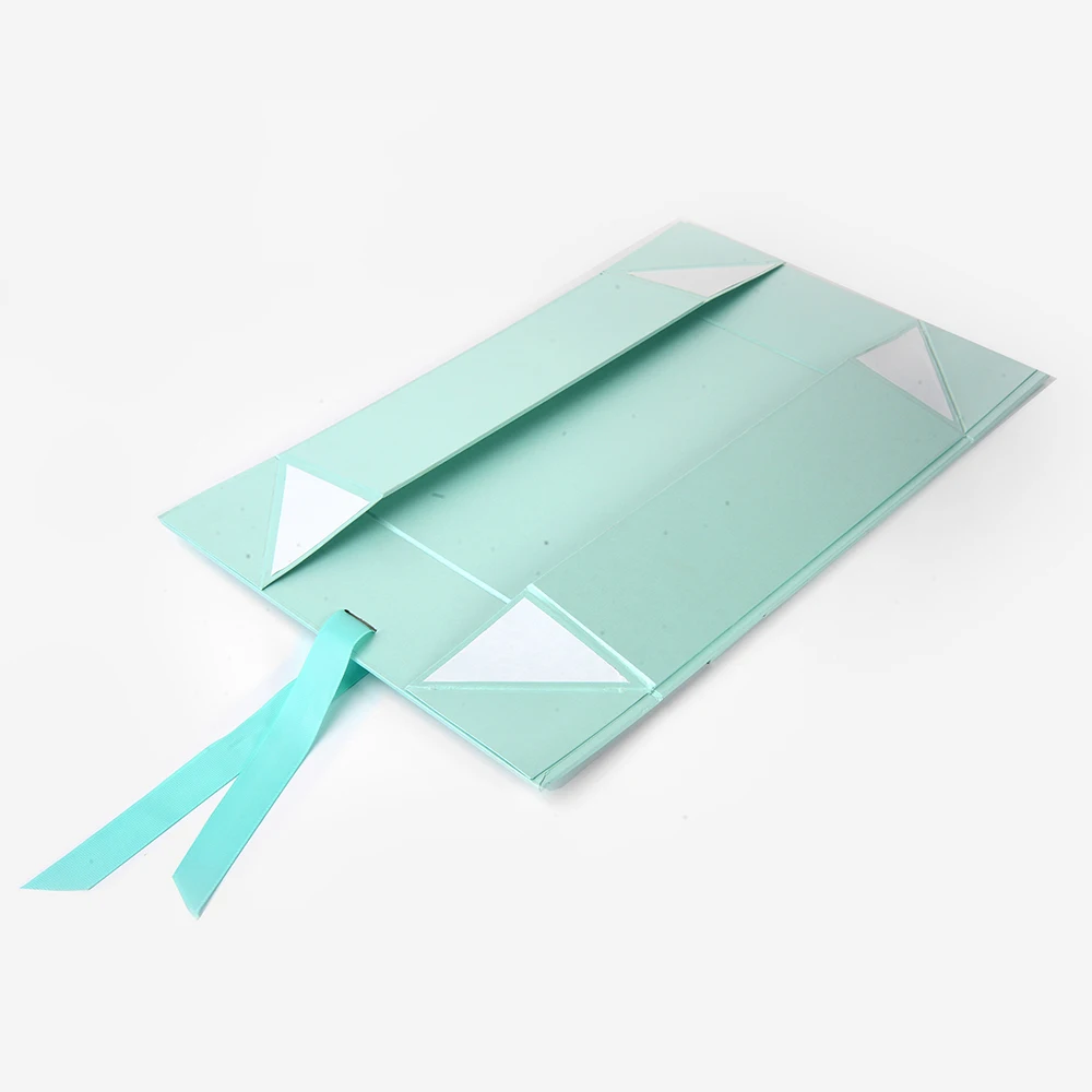 
Custom High Quality Apparel Magnetic Flat Folding Packaging Gift Rigid Cardboard Foldable Collapsible Box With Nice Ribbon 