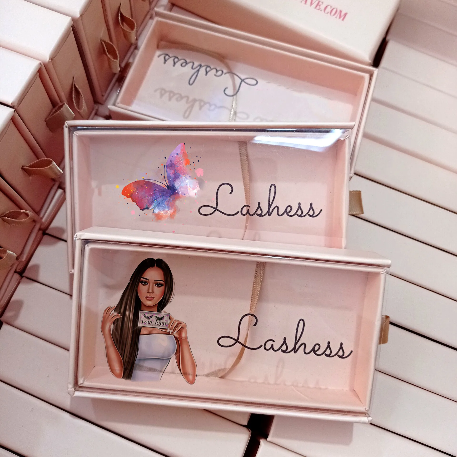 

luxury lashpackaging customized boxes private label lahes packaging box glitter pink lashesbox packaging, Mix color eyelash packaging paper box