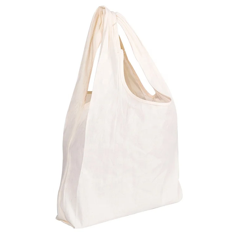 

Canvas Grocery Single Shoulder Tote Folding Bag with Custom Printed Logo, As picture or customized color