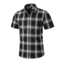 

Summer Men's Vintage Shirt Casual Short Sleeve Classic Black White Plaid Shirts For Men