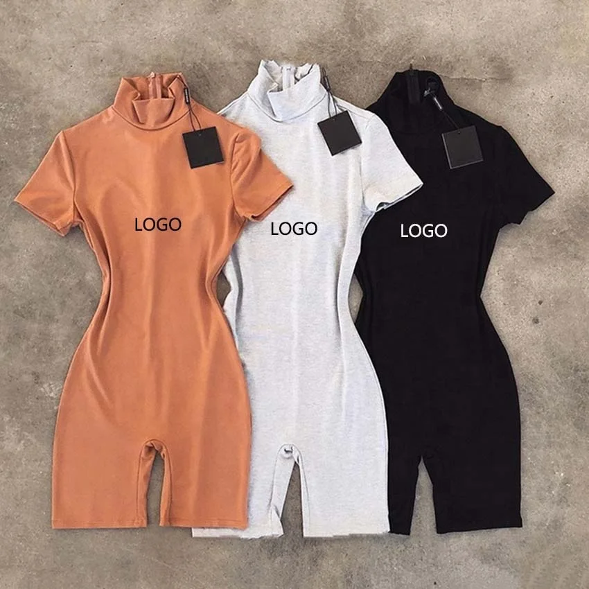 

Brand logo 2021 causal Half High Neck Bodycon Womens One Piece Jumpsuits sumemr Shorts tracksuits Women Rompers and Jumpsuits, Customized color