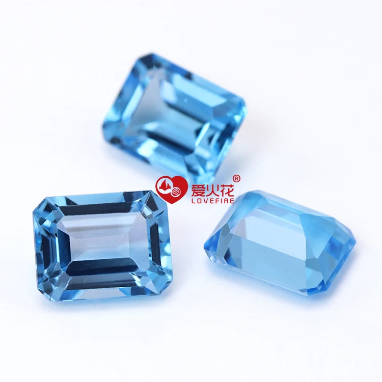 

natural swiss blue emerald cut topaz stone wholesale price loose gemstones octagon shape swiss blue topaz