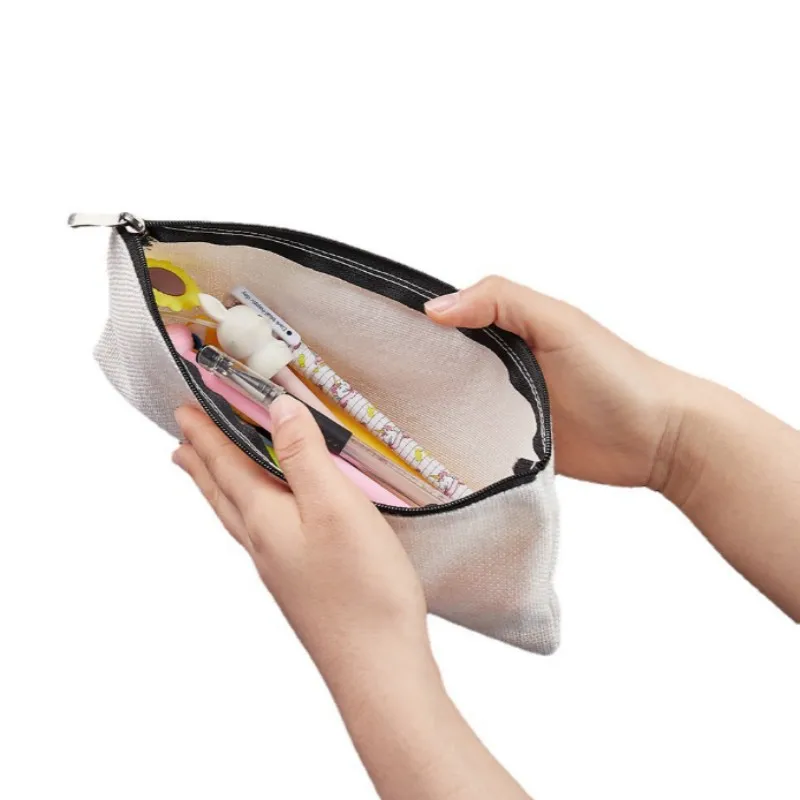 

Blanks Sublimation Textile Custom Linen Pencil Case Kids Pouch Pencil Bags For Teenager School Pen Stationery Storage