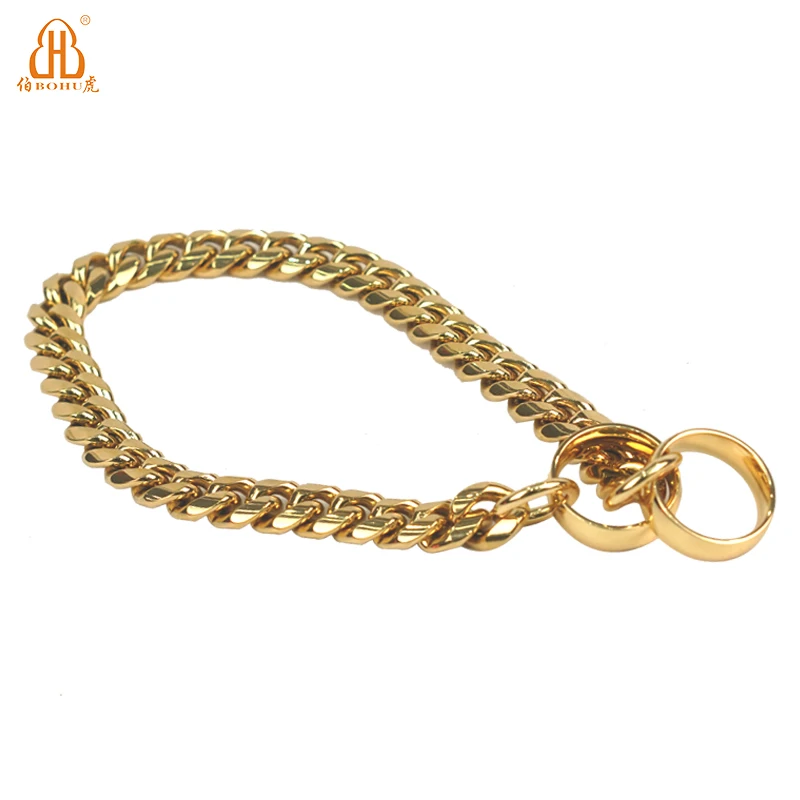 

BOHU cuban link dog collar chain luxury dog collar and leash set fashion dog collar luxury, Gold, silver, black