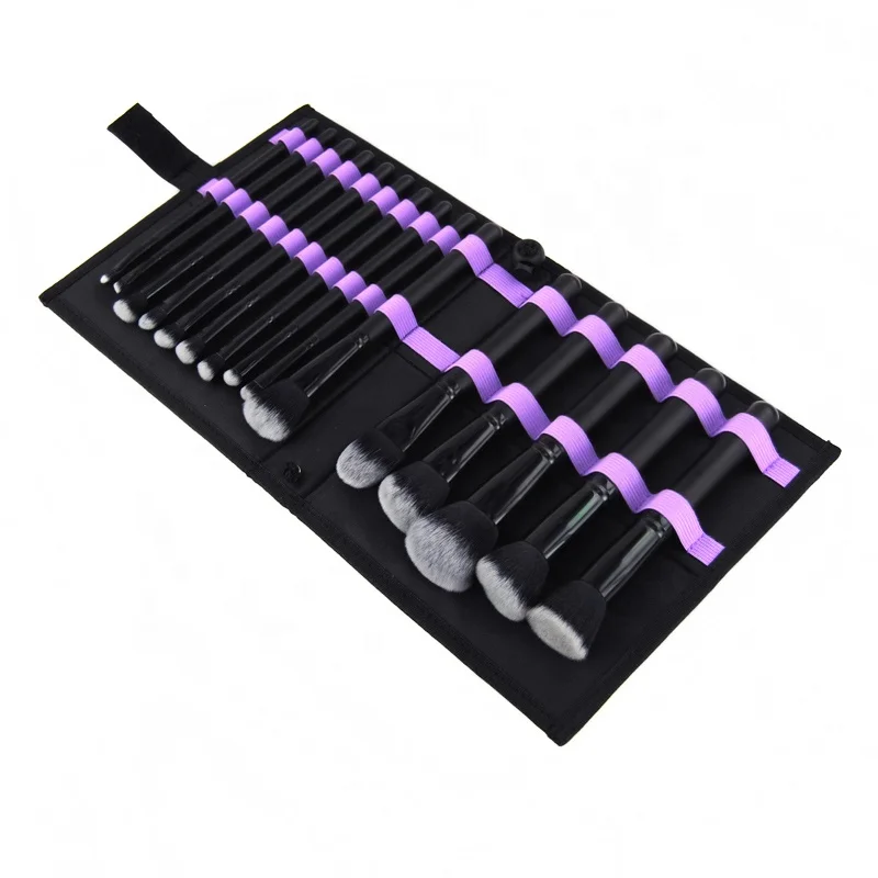

High end makeup brushes set custom logo 15pcs black make up brushes with bag